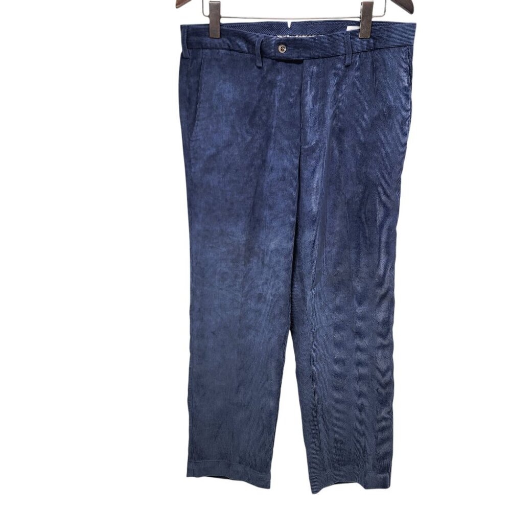 Peter Millar Corduroy Pants 34 Blue Nanoluxe Dress Trousers MF15B91 Flat Front